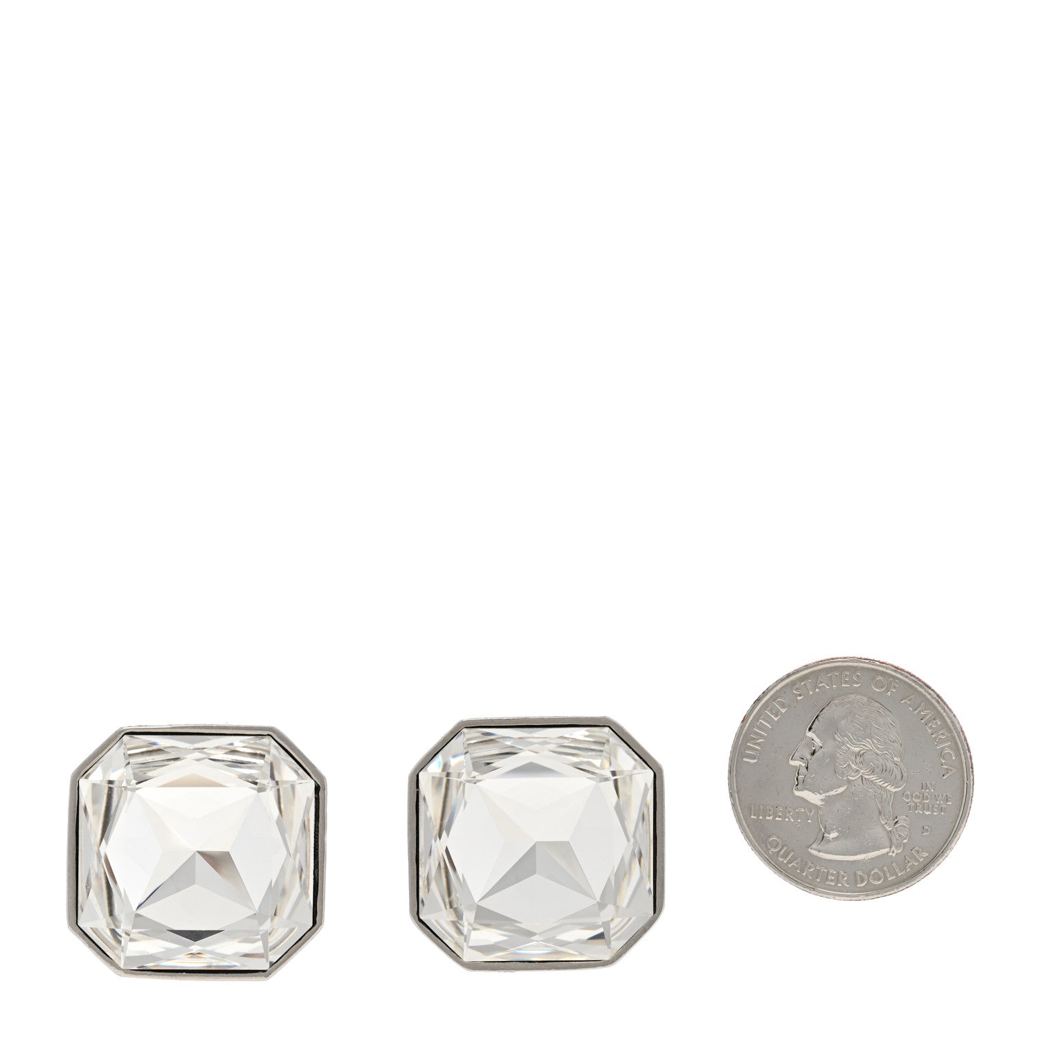 Saint Laurent Crystal Smoking Clip On Earrings Silver 2 of 5