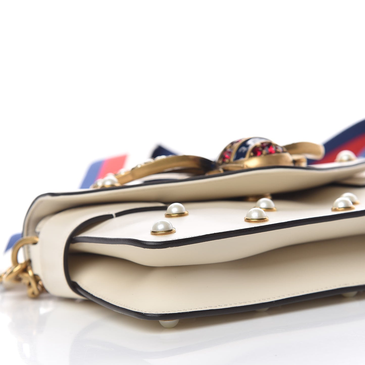 Nappa Pearl Studded Mini Queen Margaret Broadway Shoulder Bag Mystic White