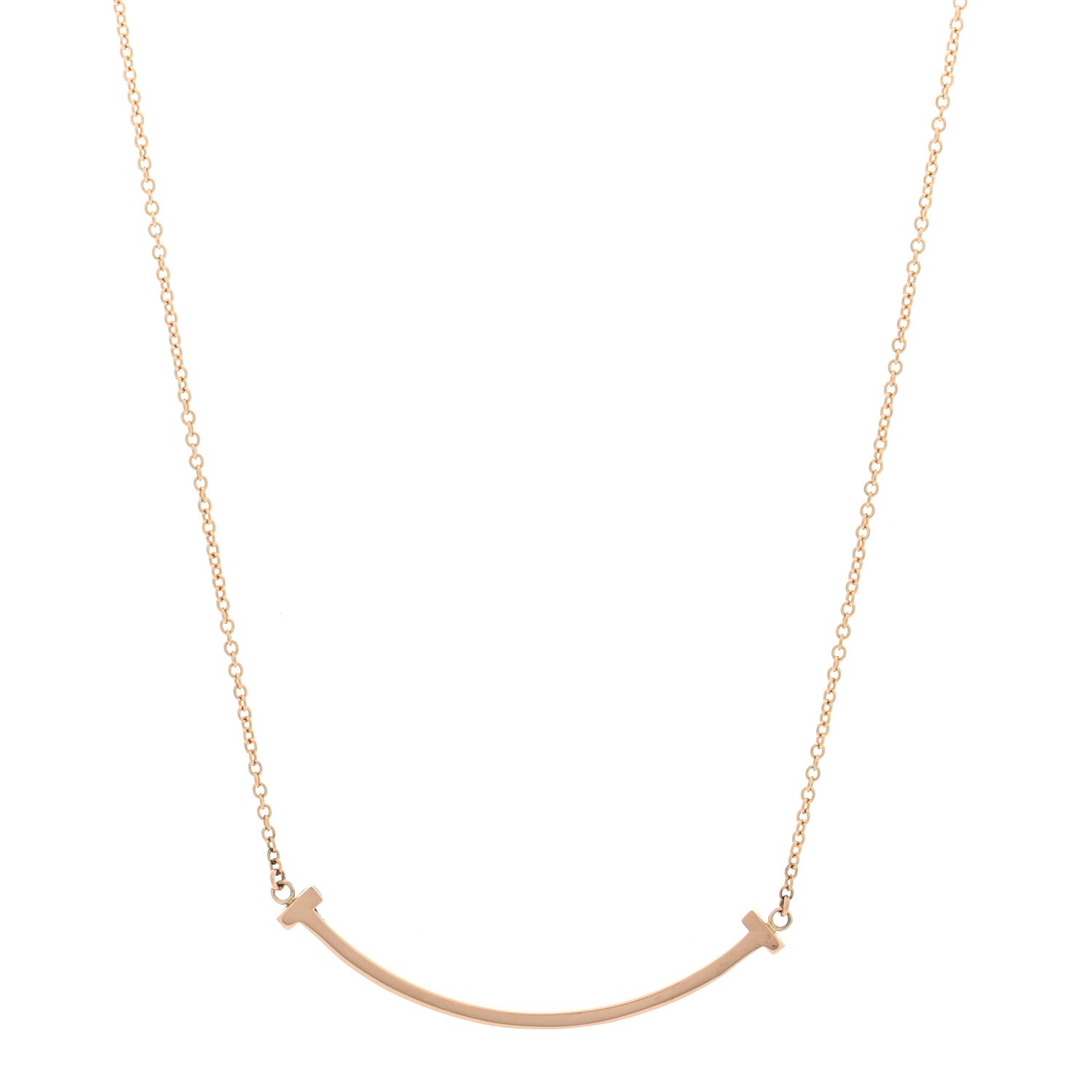 Tiffany 18K Rose Gold Small T Smile Pendant Necklace 1 of 4