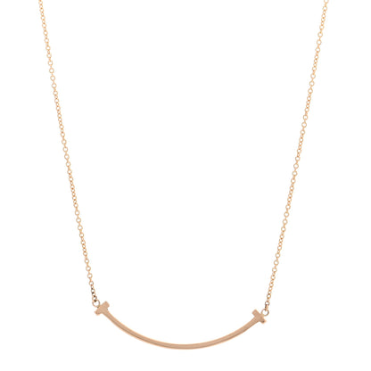Tiffany 18K Rose Gold Small T Smile Pendant Necklace 1 of 4