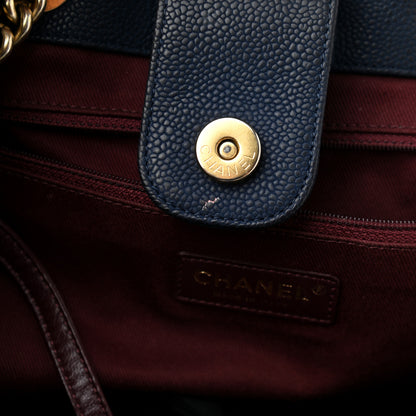 Chanel Iridescent Caviar Quilted Globe Trotter Shopping Tote Navy Blue 13 of 25
