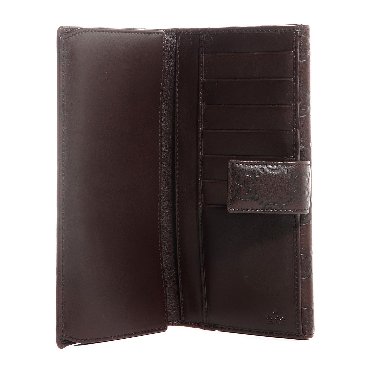 Guccissima Margaux Calfskin Metal Bar Continental Flap Wallet Chocolate