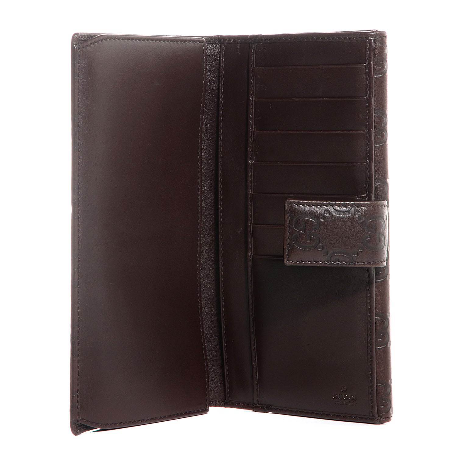 Gucci Guccissima Margaux Calfskin Metal Bar Continental Flap Wallet Chocolate 5 of 8