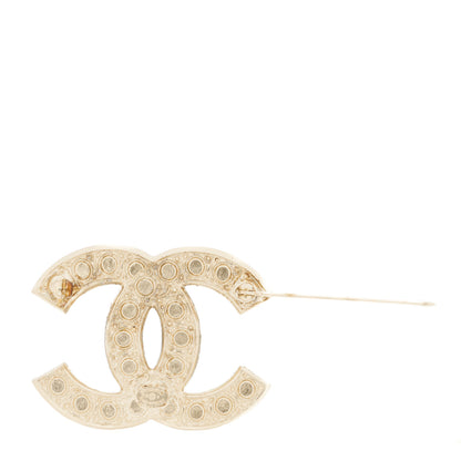 Chanel Metal Crystal Graduated Pearl CC Brooch Gold 3 of 4