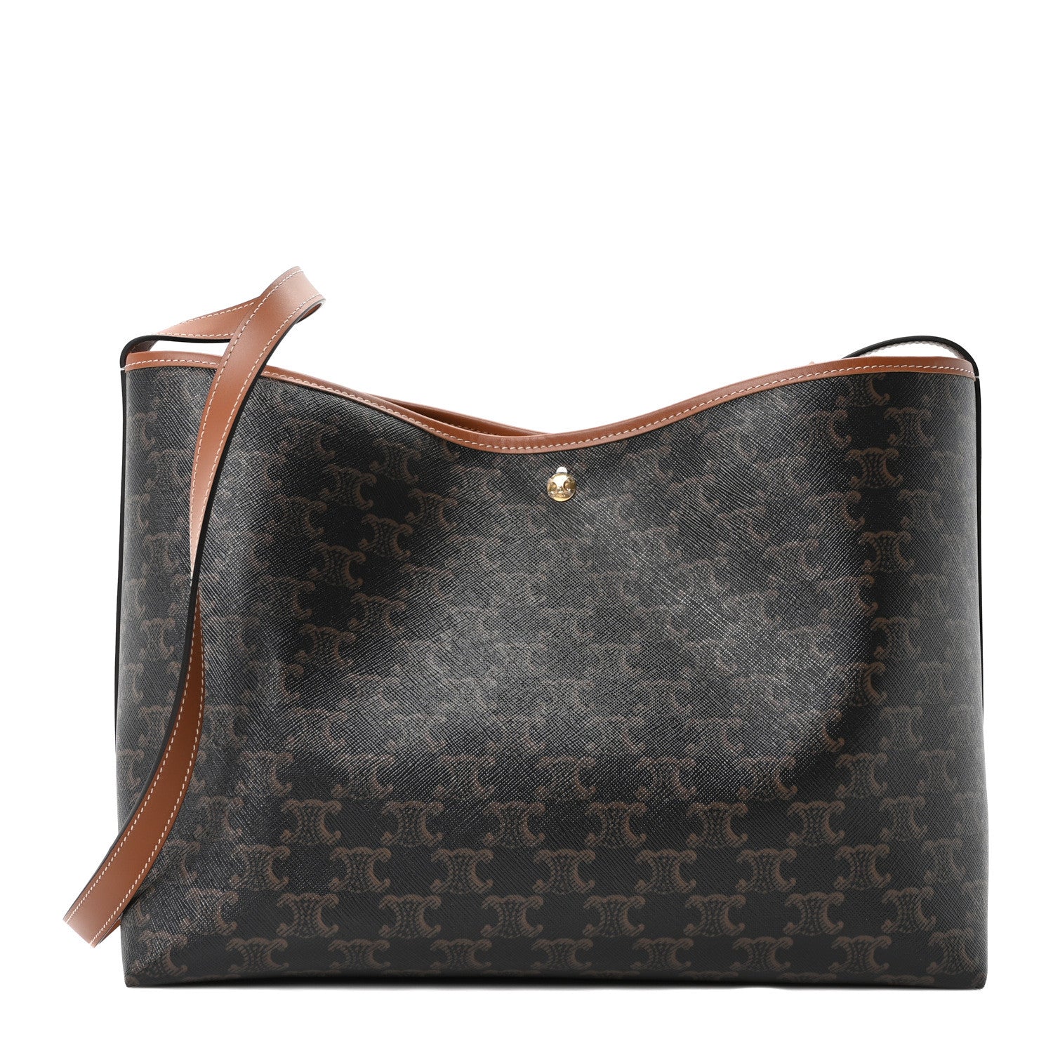 Celine Triomphe Canvas Calfskin Shopper Tote Tan 2 of 19