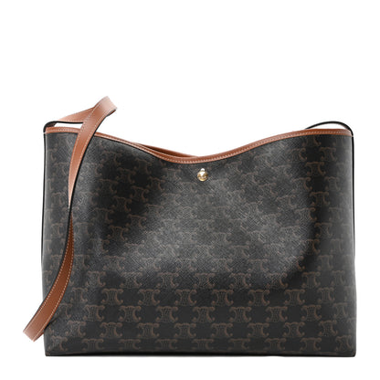 Celine Triomphe Canvas Calfskin Shopper Tote Tan 2 of 19