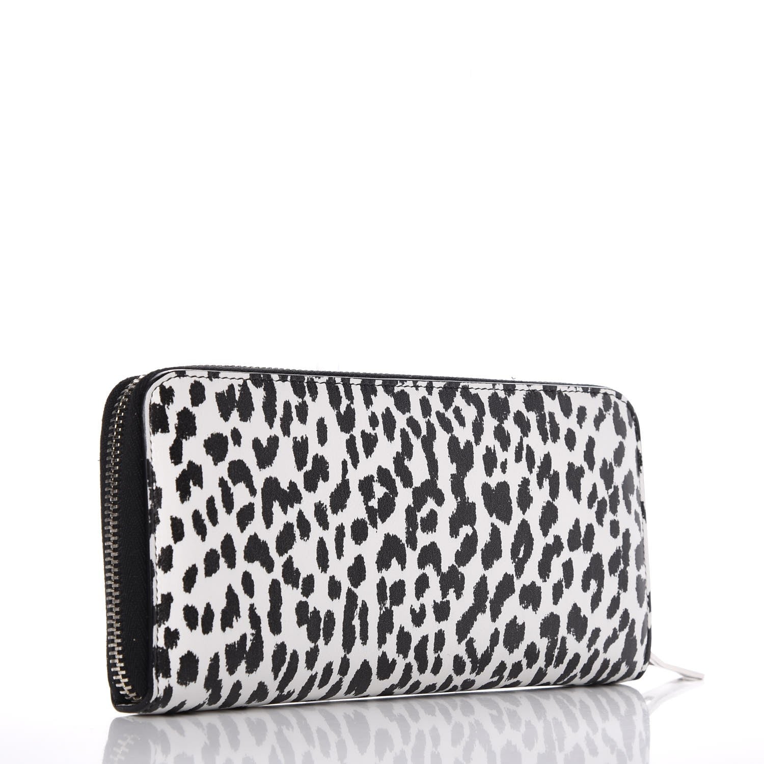 Saint Laurent Calfskin Printed Leopard Classic Letters Zip Around Wallet White 3 of 8
