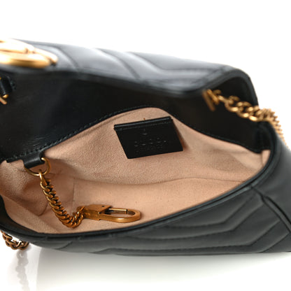 Gucci Calfskin Matelasse Super Mini GG Marmont Shoulder Bag Black 4 of 21