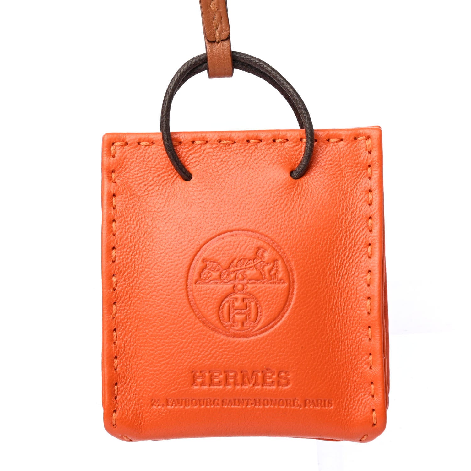 Hermes Milo Lambskin Swift Shopping Bag Charm Feu Gold 4 of 4
