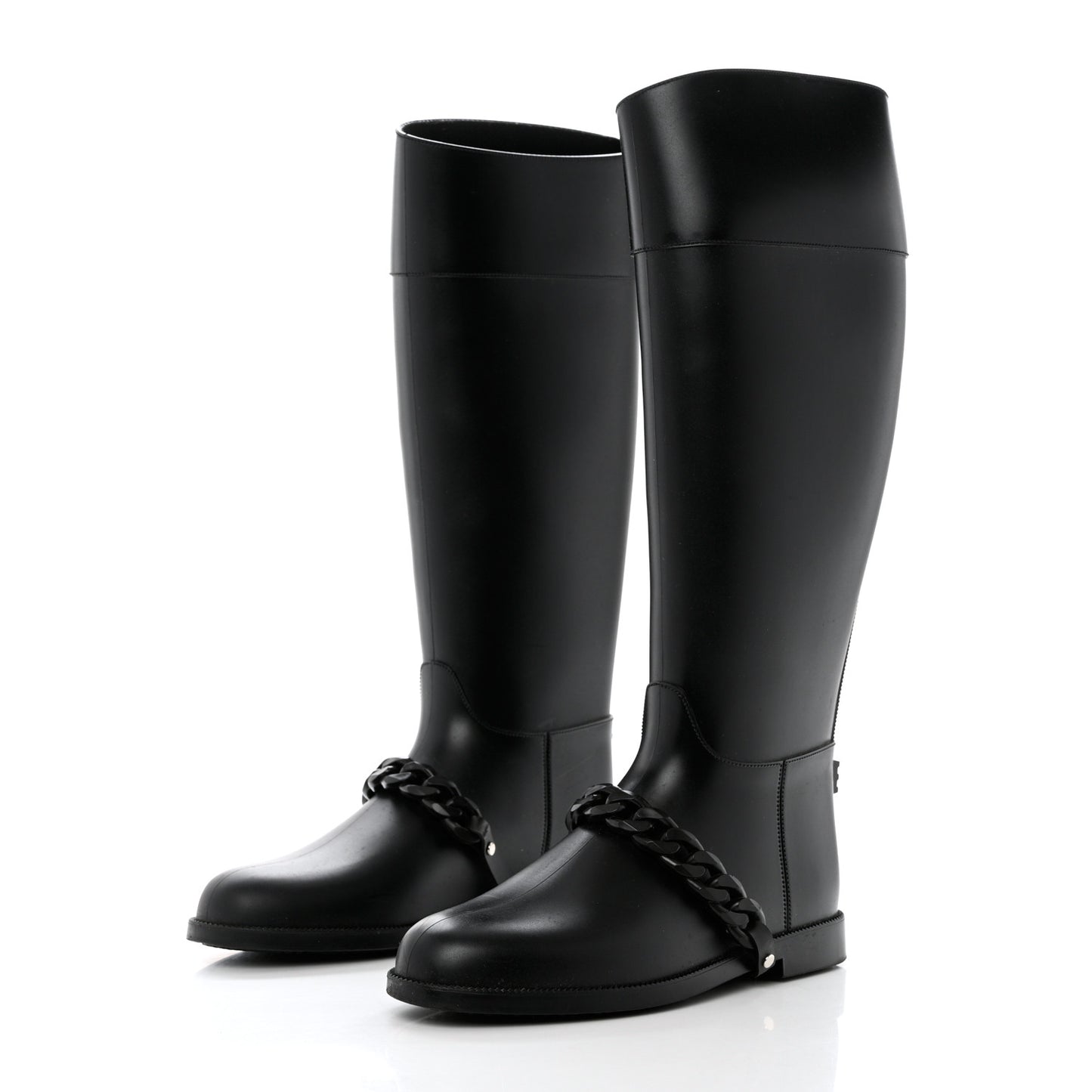 PVC Chain Strap Rain Boots 40 Black