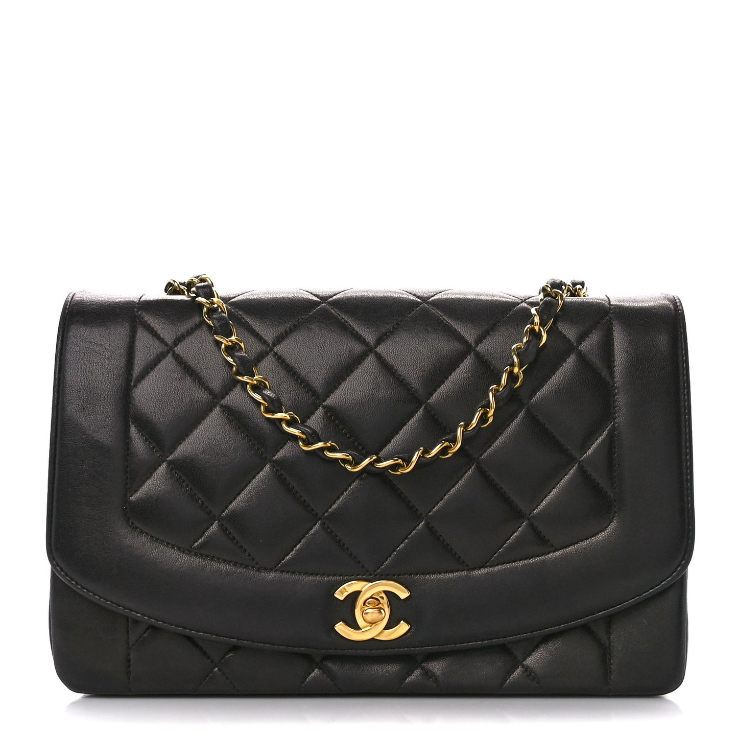 Lambskin Quilted Medium Single Flap Black