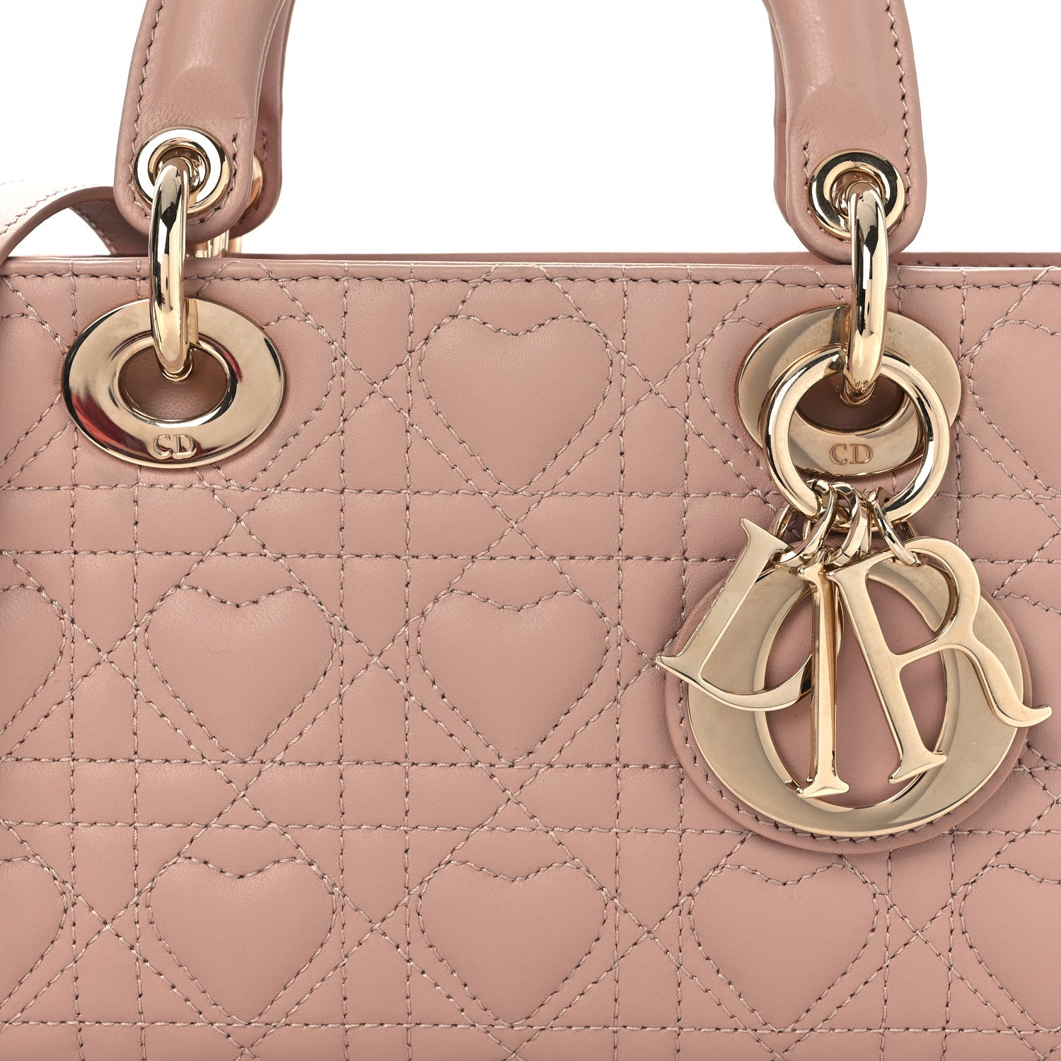 Christian Dior Lambskin Cannage Heart Medium Lady D-Joy Rose Des Vents 8 of 11