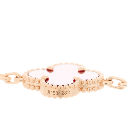 Van Cleef & Arpels 18K Rose Gold Carnelian 5 Motifs Guilloche Vintage Alhambra Bracelet 4 of 5
