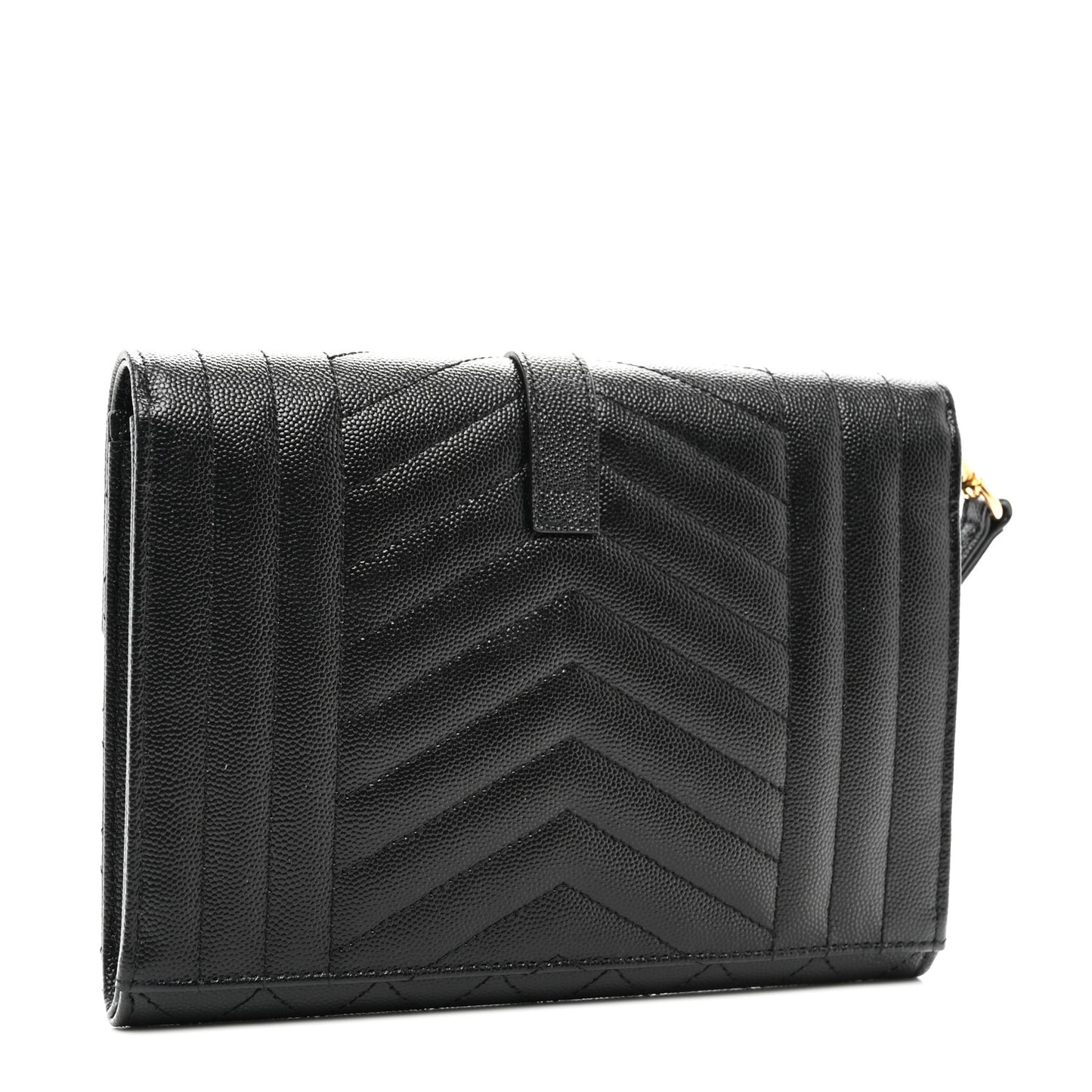 Grain De Poudre Textured Mixed Matelasse Triquilt Monogram Clutch Black