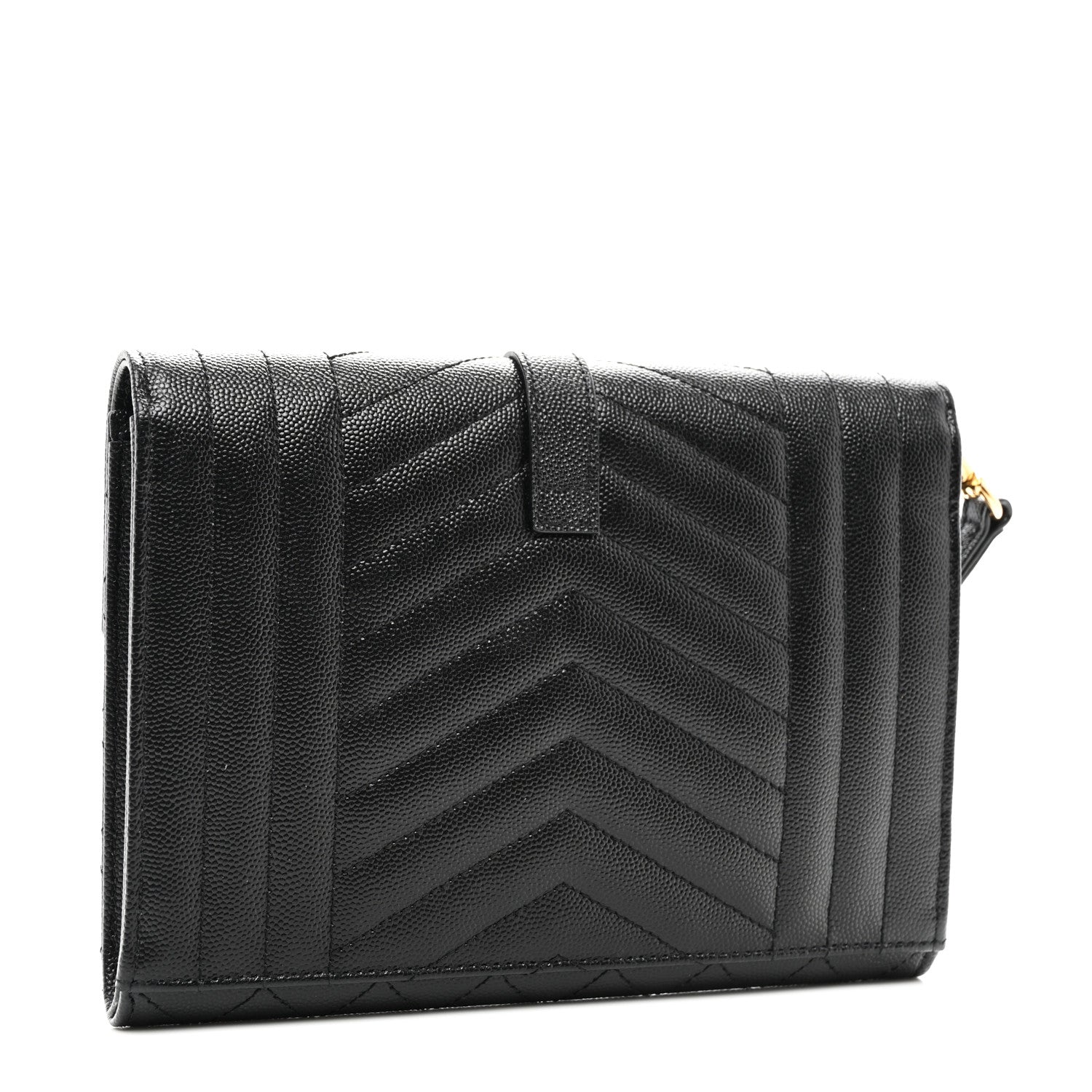 Saint Laurent Grain De Poudre Textured Mixed Matelasse Triquilt Monogram Clutch Black 3 of 7