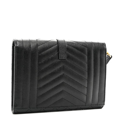 Saint Laurent Grain De Poudre Textured Mixed Matelasse Triquilt Monogram Clutch Black 3 of 7