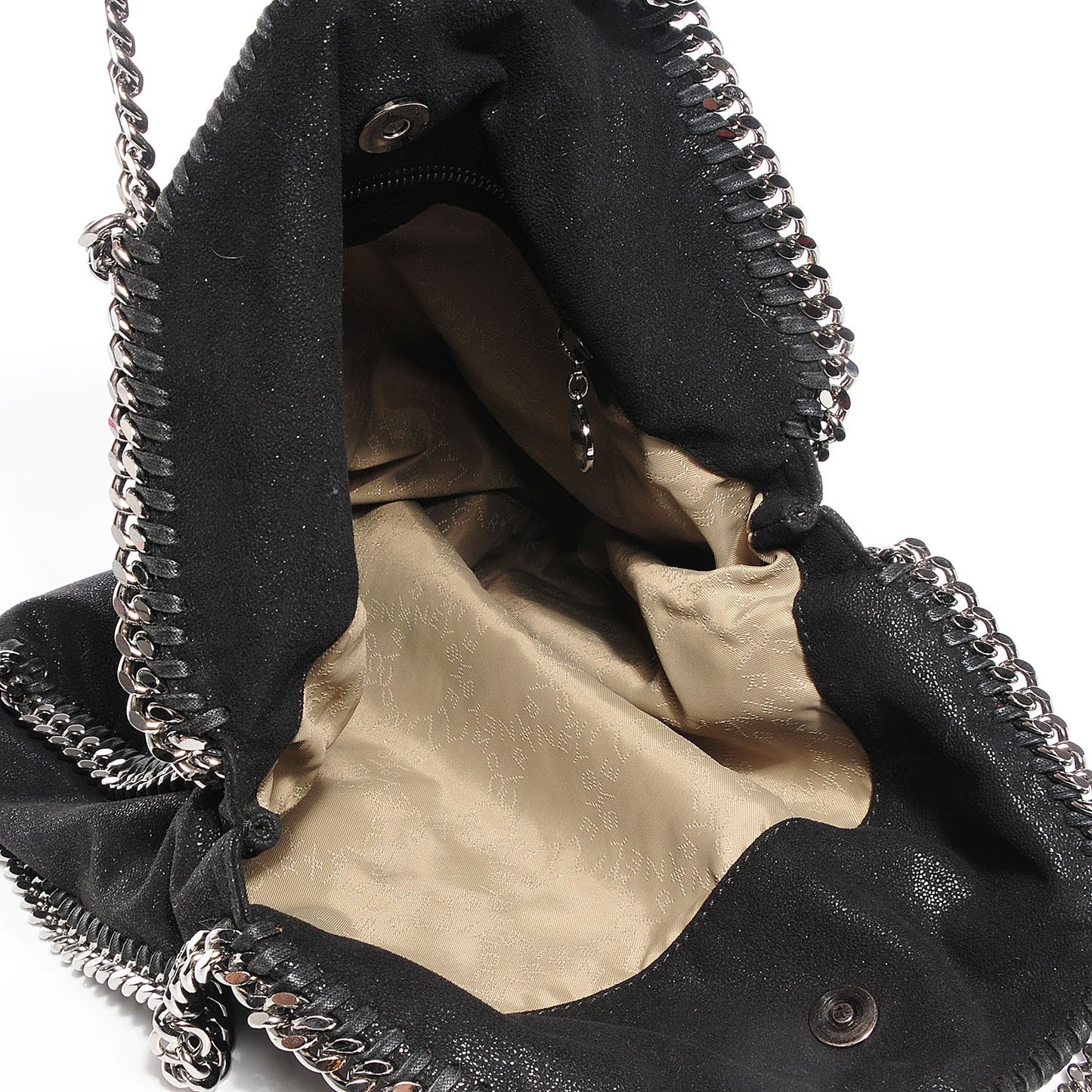 Faux Leather Shaggy Deer Falabella Fold Over Tote Black