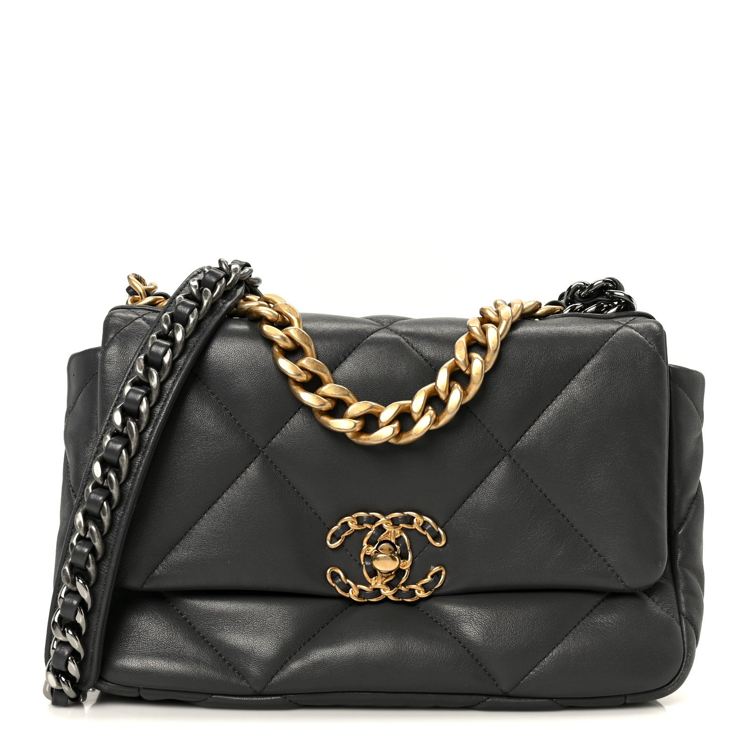 Chanel Lambskin Quilted Medium Chanel 19 Flap Dark Grey 1 of 10