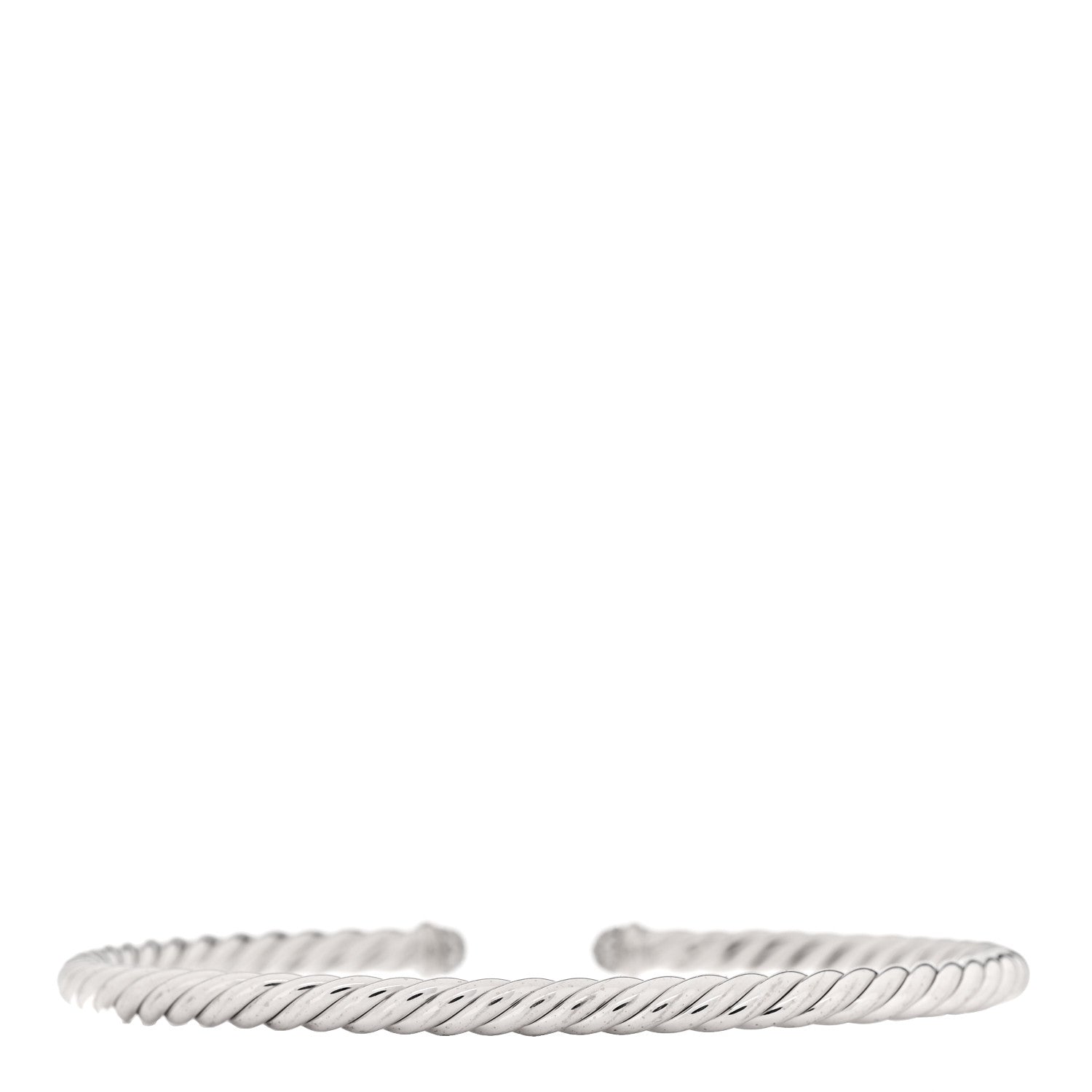 David Yurman 18K White Gold Diamond 4mm Cable Flex Cuff Bracelet 2 of 5