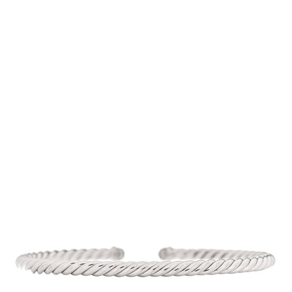David Yurman 18K White Gold Diamond 4mm Cable Flex Cuff Bracelet 2 of 5