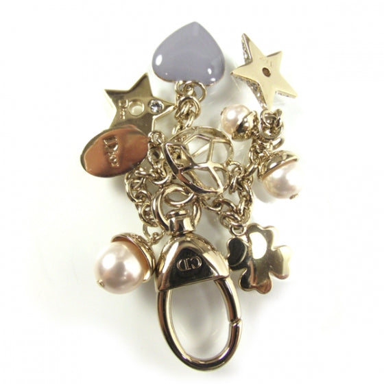 Metal Lady Dior Key Chain Gold