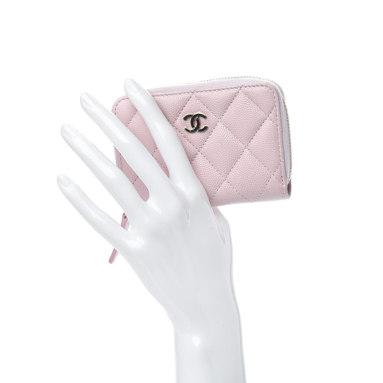 Chanel Caviar Quilted Zip Coin Purse Light Pink 2 of 8