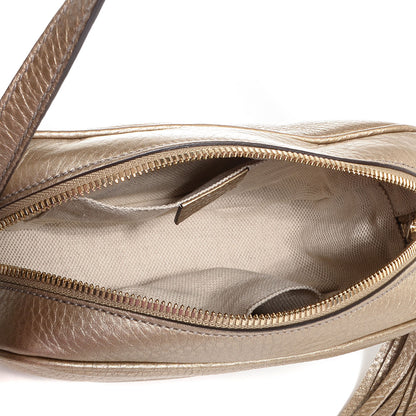 Gucci Metallic Pebbled Calfskin Small Soho Disco Bag Golden Beige 5 of 7