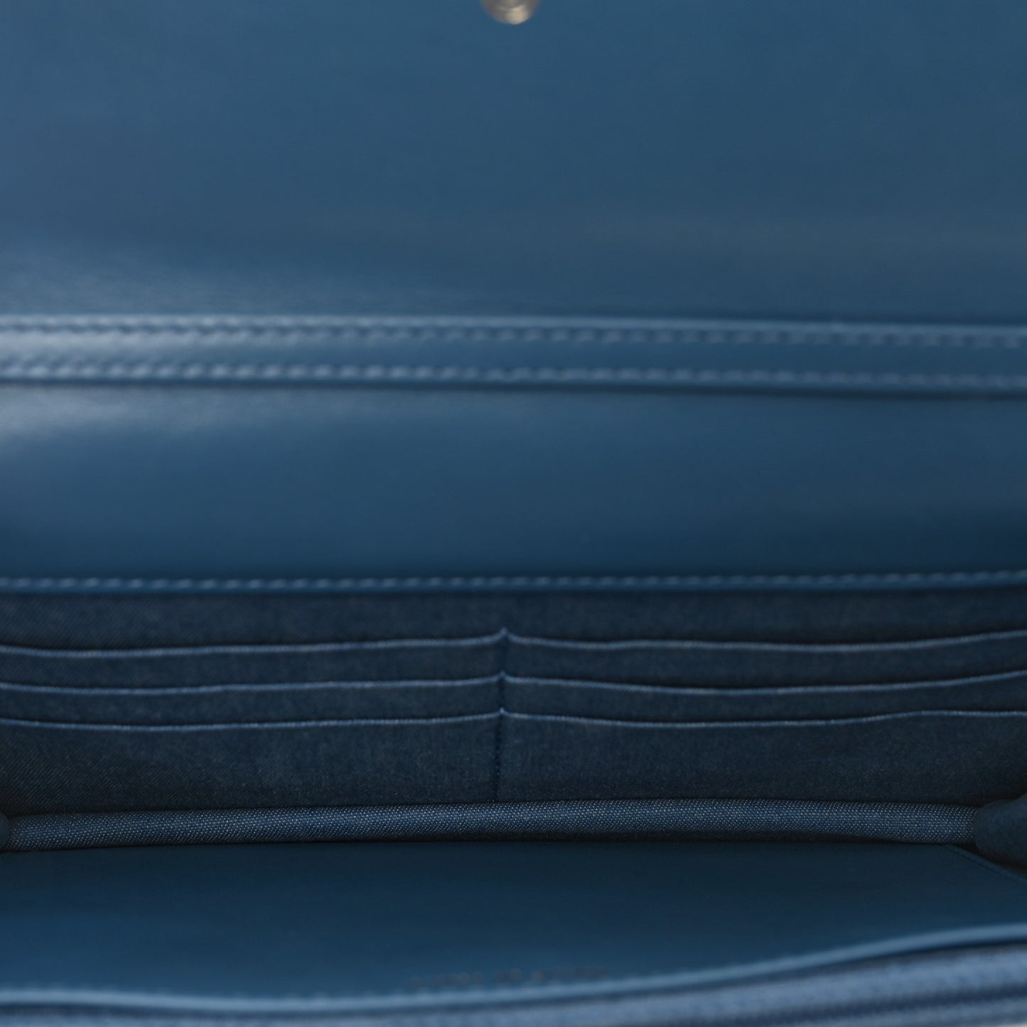 Denim Quilted CC Pearl Crush Wallet on Chain WOC Blue