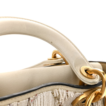 Christian Dior Lambskin Beaded Fringe Mini Lady Dior White 17 of 18