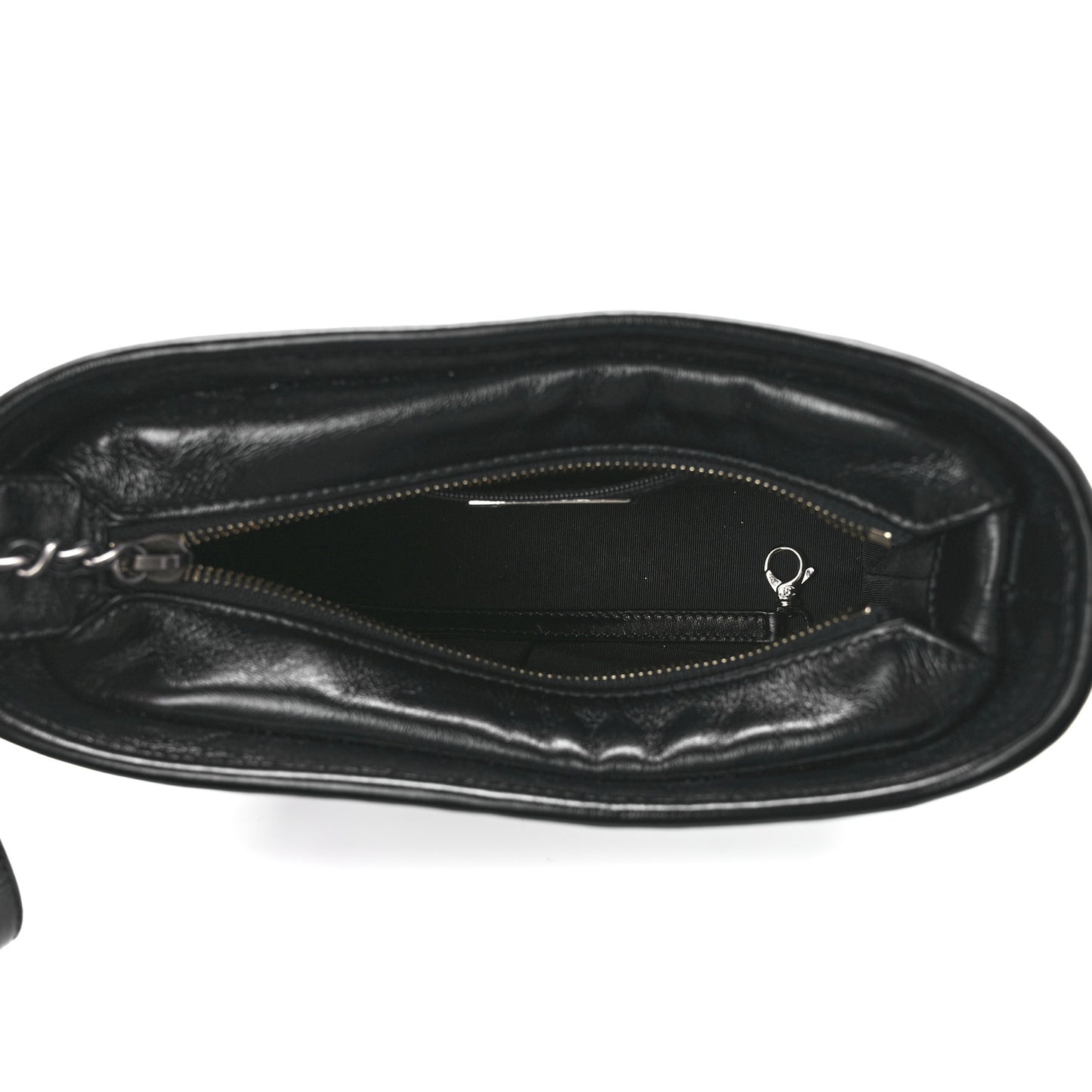 Calfskin Wool Felt Embossed Small Gabrielle Logo Hobo Black