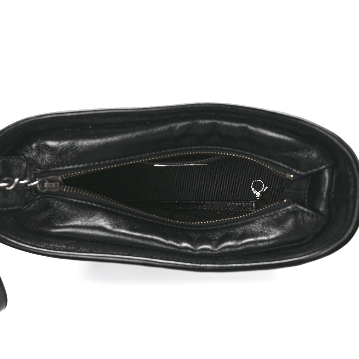 Chanel Calfskin Wool Felt Embossed Small Gabrielle Logo Hobo Black 5 of 11
