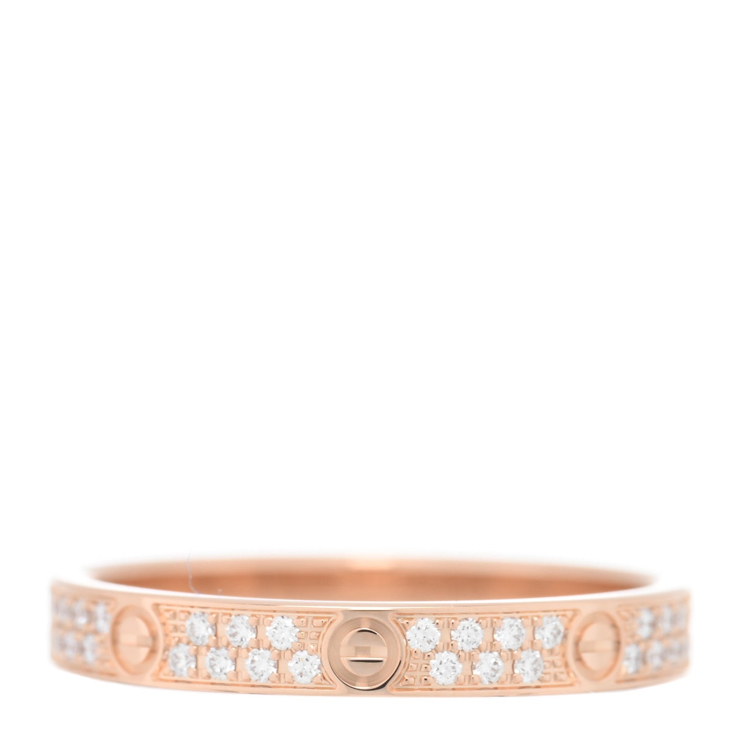 18K Pink Gold Diamond 2.6mm LOVE Paved Band Ring 49 5