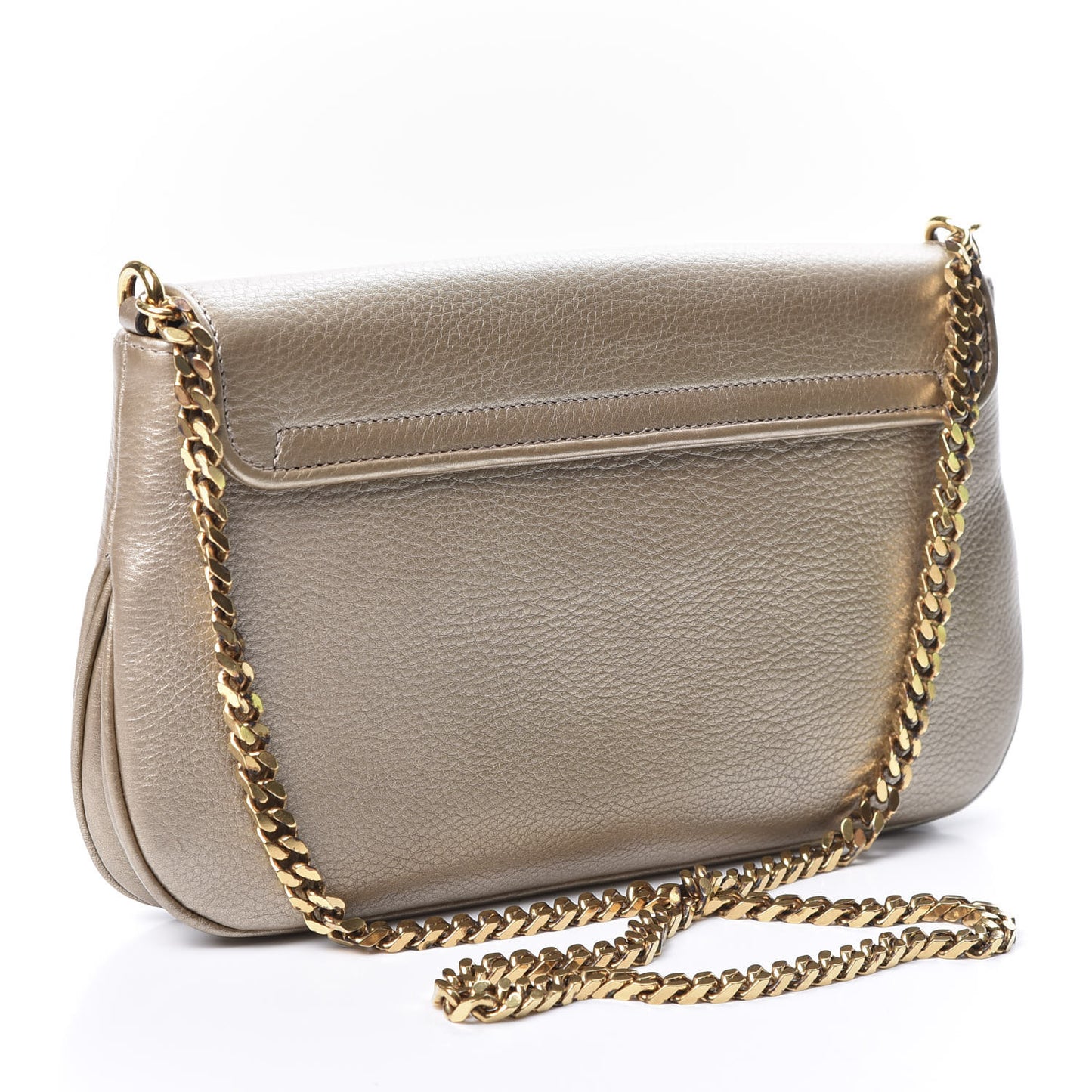 Metallic Pebbled Calfskin Medium 1973 Chain Shoulder Bag Golden Beige