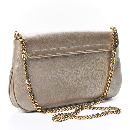 Gucci Metallic Pebbled Calfskin Medium 1973 Chain Shoulder Bag Golden Beige 2 of 9