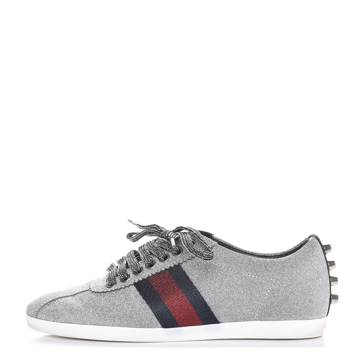 Glitter Fabric Studded Web Sneakers 36.5 Silver