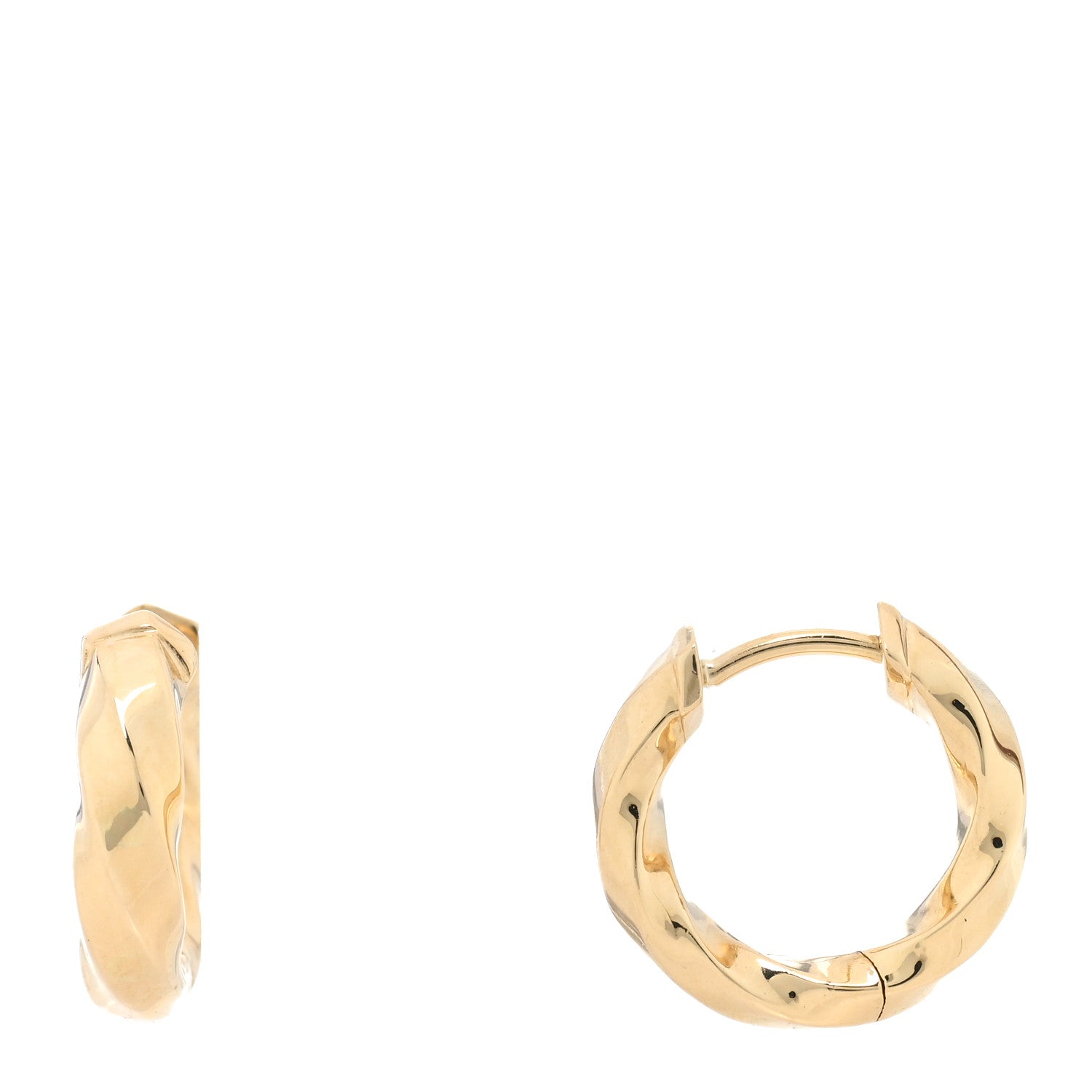 David Yurman Yellow Gold Cable Edge Huggie Hoop Earrings 1 of 4