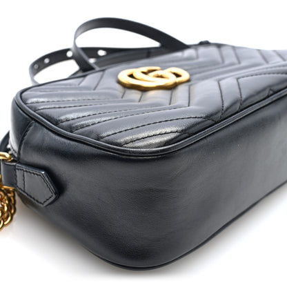 Gucci Calfskin Matelasse Small GG Marmont Chain Shoulder Bag Black 9 of 11