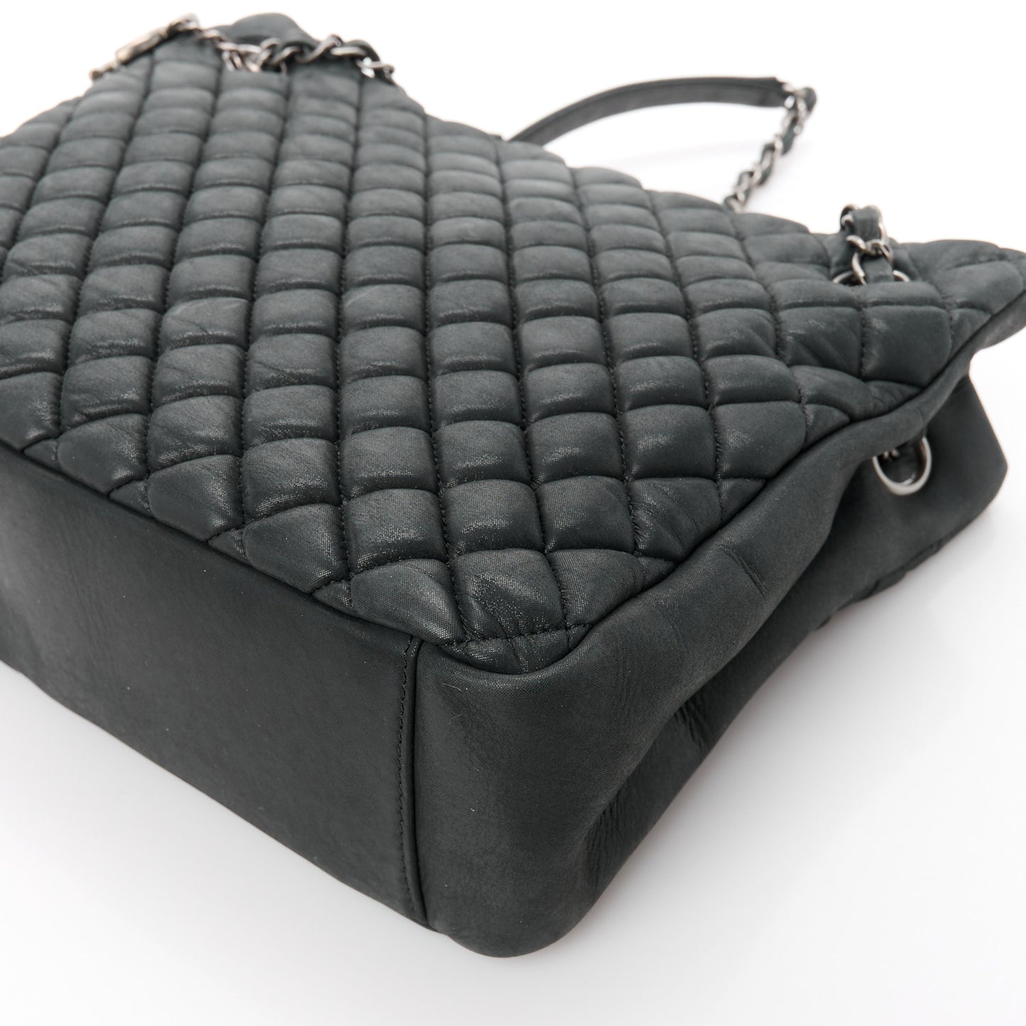 Lambskin Quilted Medium New Bubble North South Tote Black