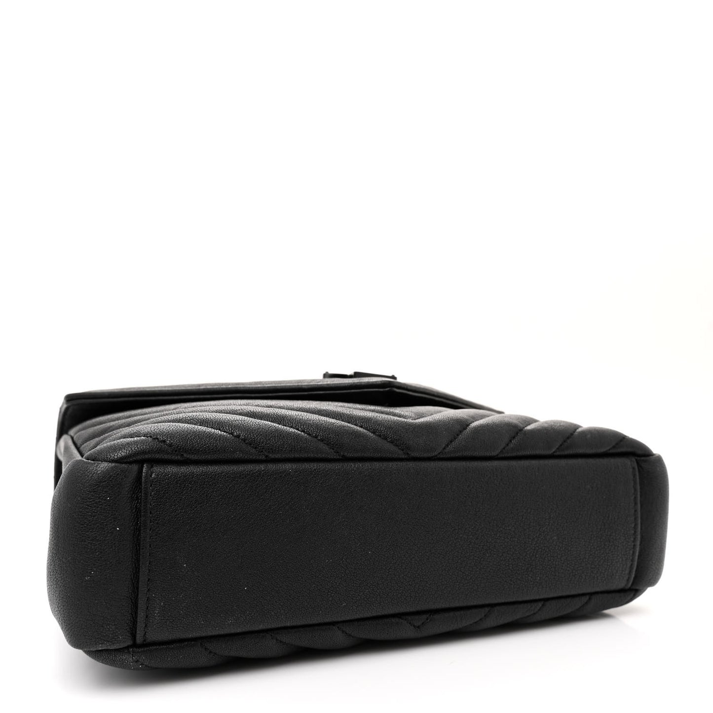 Sheepskin Matelasse Chevron Monogram Monochrome Medium College Bag Black