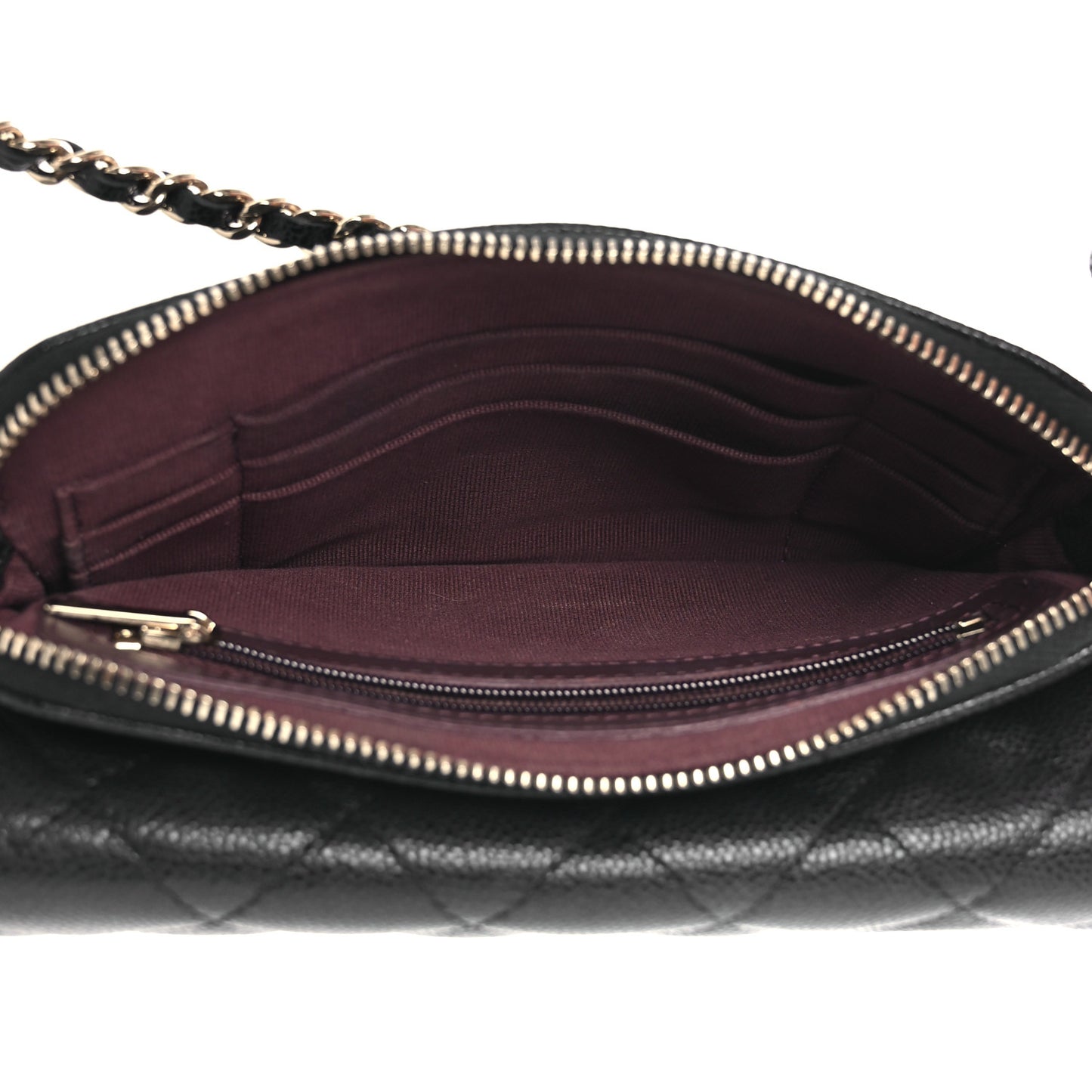 Caviar Quilted Flap Phone Holder With Chain Black