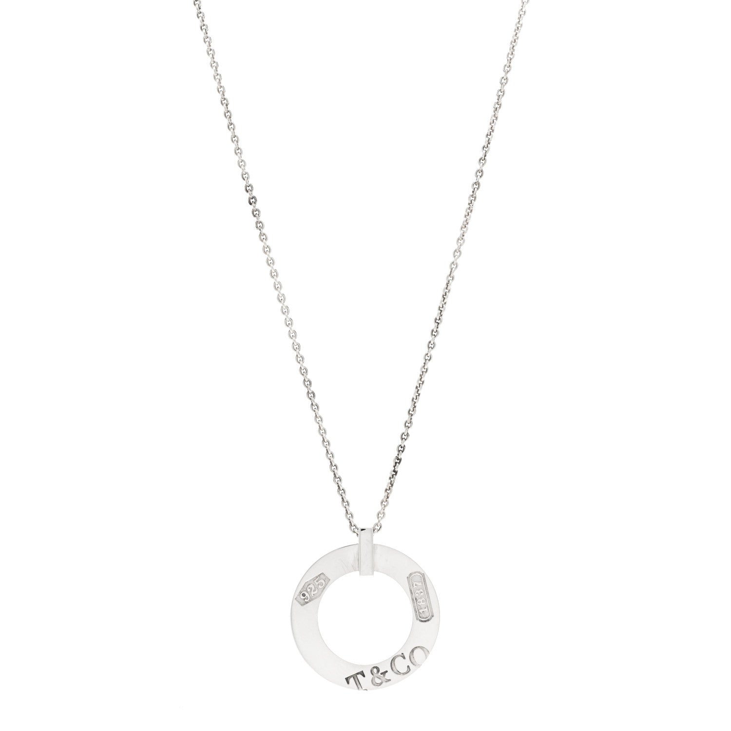 Tiffany Sterling Silver 1837 Open Circle Pendant Necklace 1 of 4
