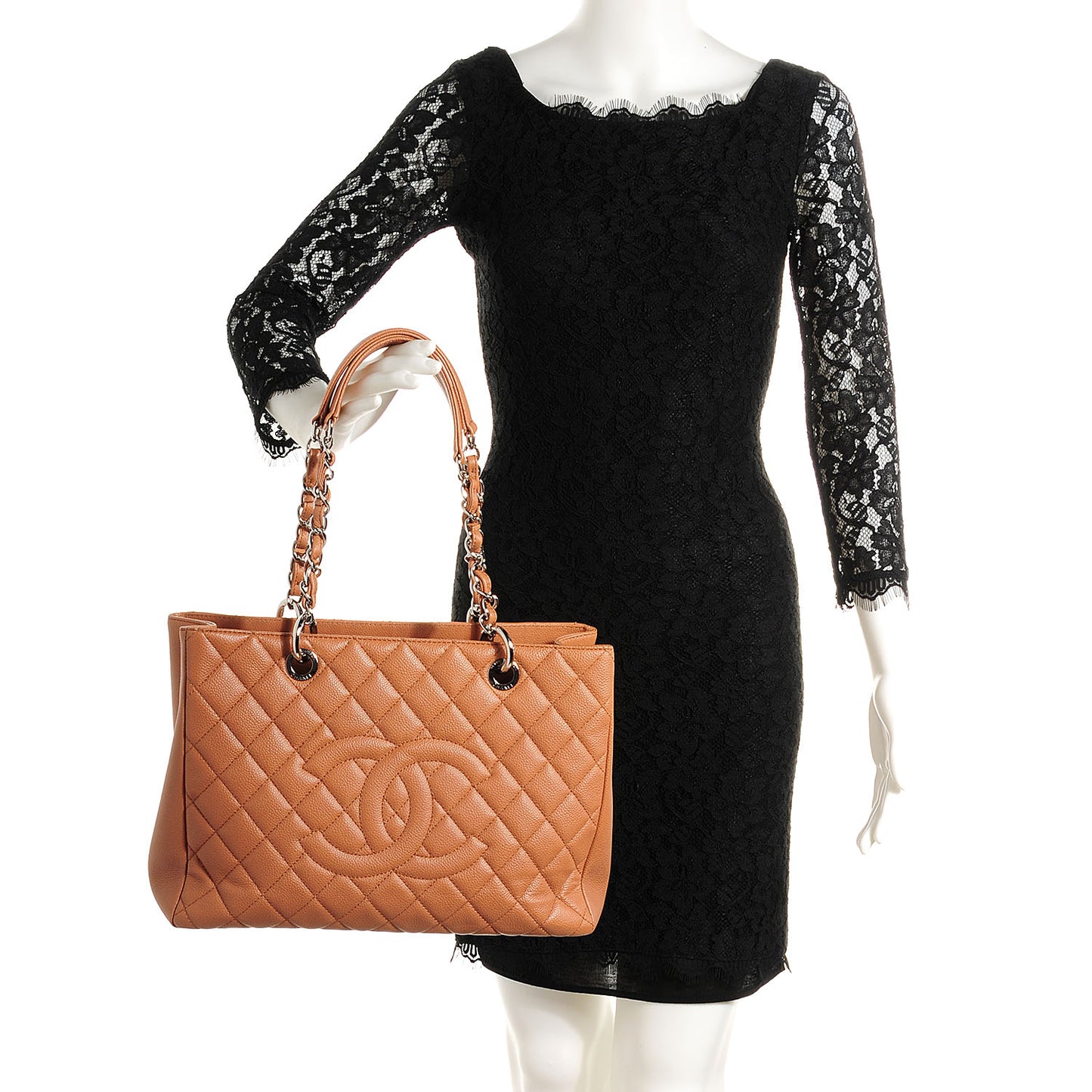 Caviar Grand Shopping Tote GST Dark Beige