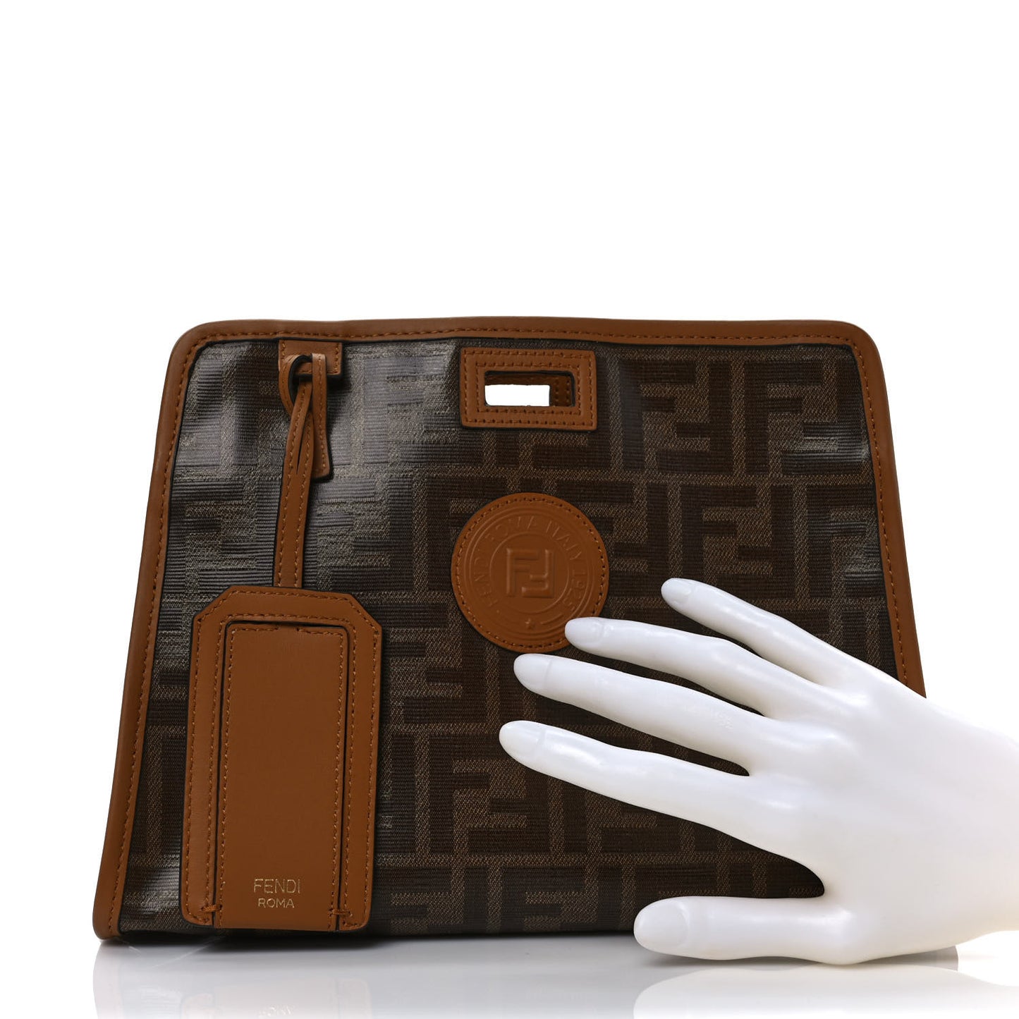 Glazed Fabric Vitello Century FF 1974 Stamp Patch Mini Peekaboo Defender Cover Mogano Panna Caramello