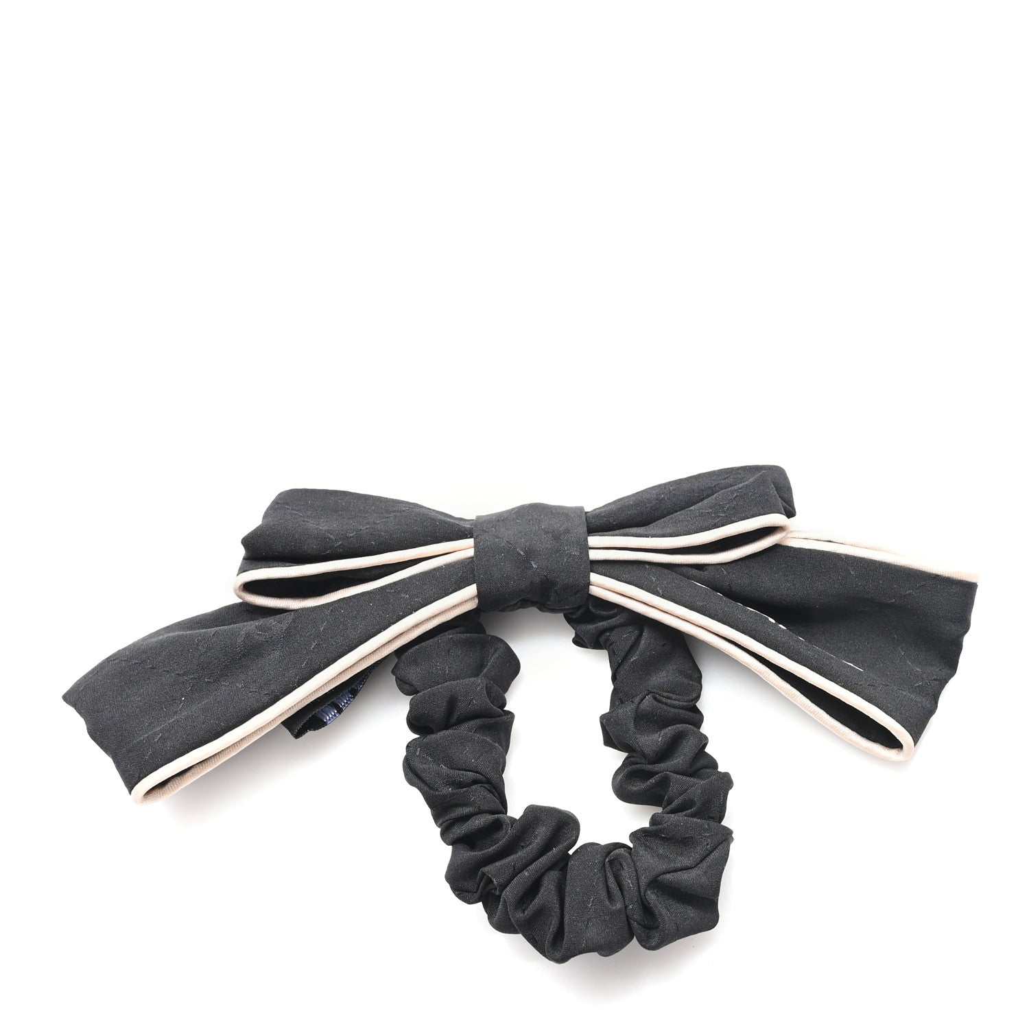 Chanel Silk Hair Tie Black Ivory 1 of 3