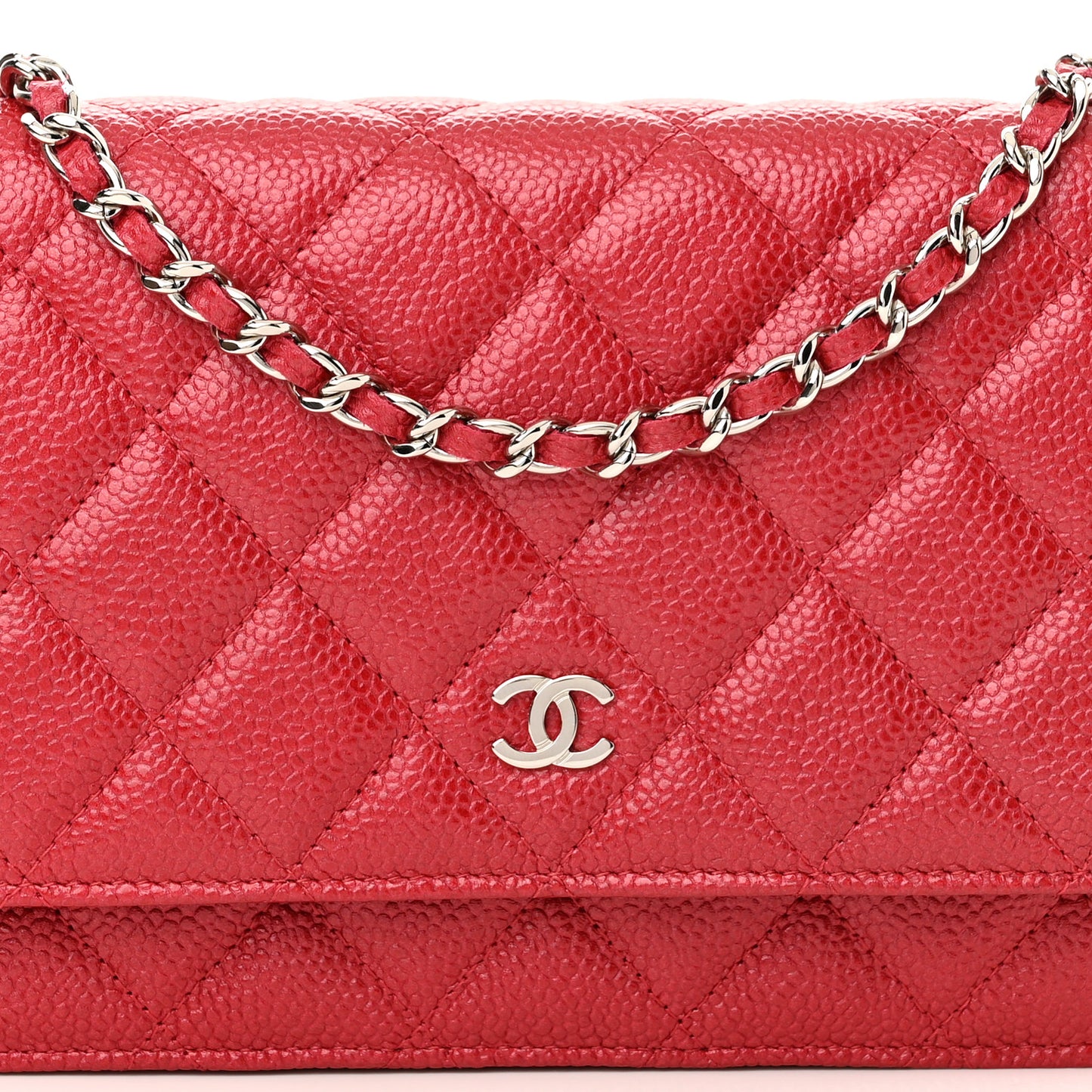 Caviar Quilted Wallet On Chain WOC Red