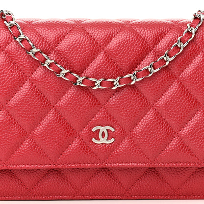 Chanel Caviar Quilted Wallet On Chain WOC Red 9 of 12