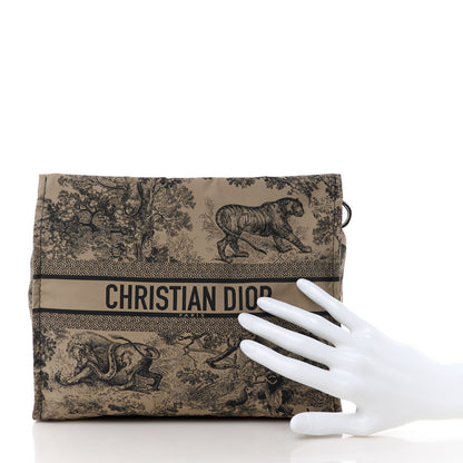 Christian Dior Canvas Embroidered Toile De Jouy Diortravel Zipped Pouch Brown 2 of 9