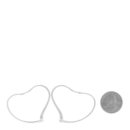 Tiffany Sterling Silver Medium Elsa Peretti Open Heart Hoop Earrings 2 of 4