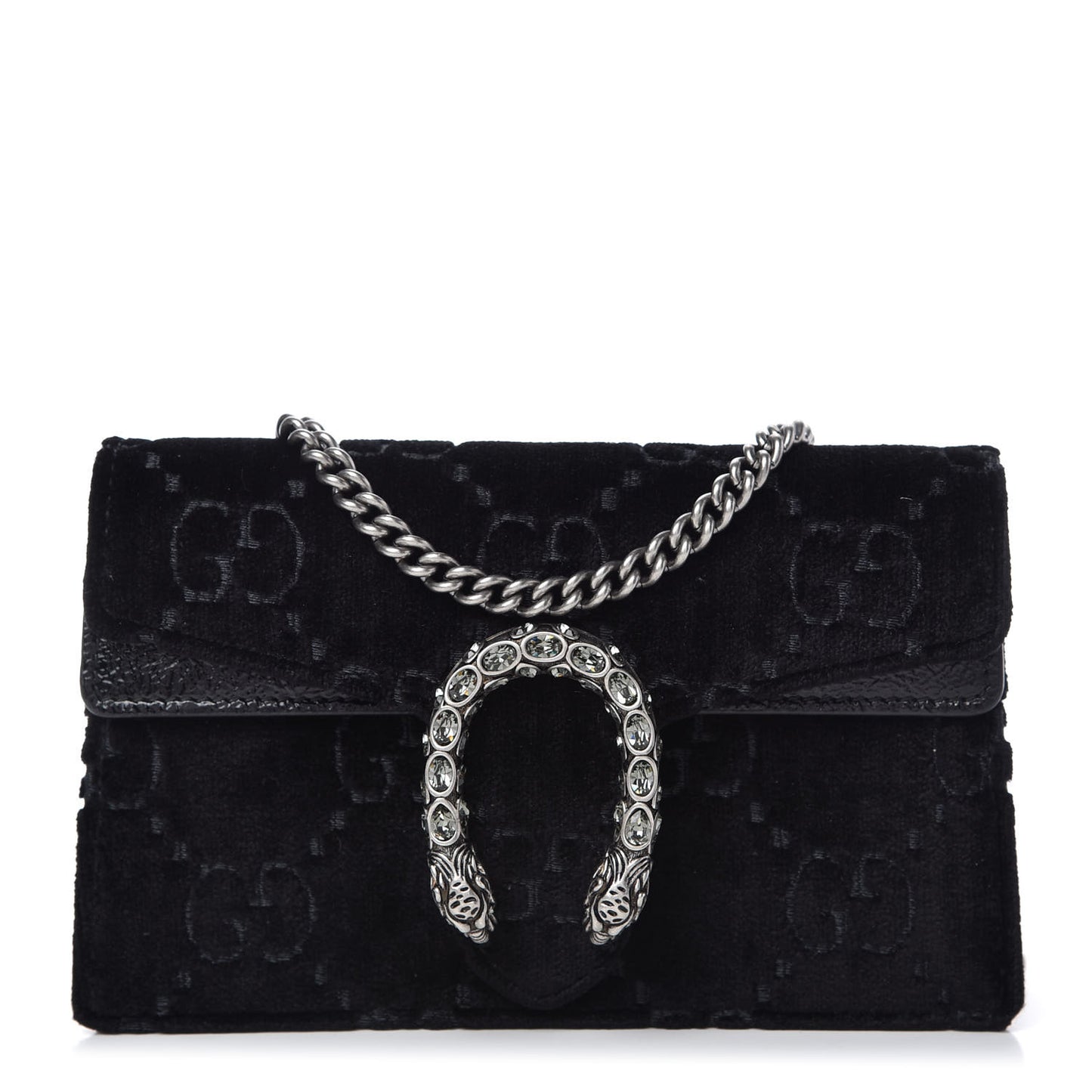 Velvet GG Monogram Super Mini Dionysus Shoulder Bag Black