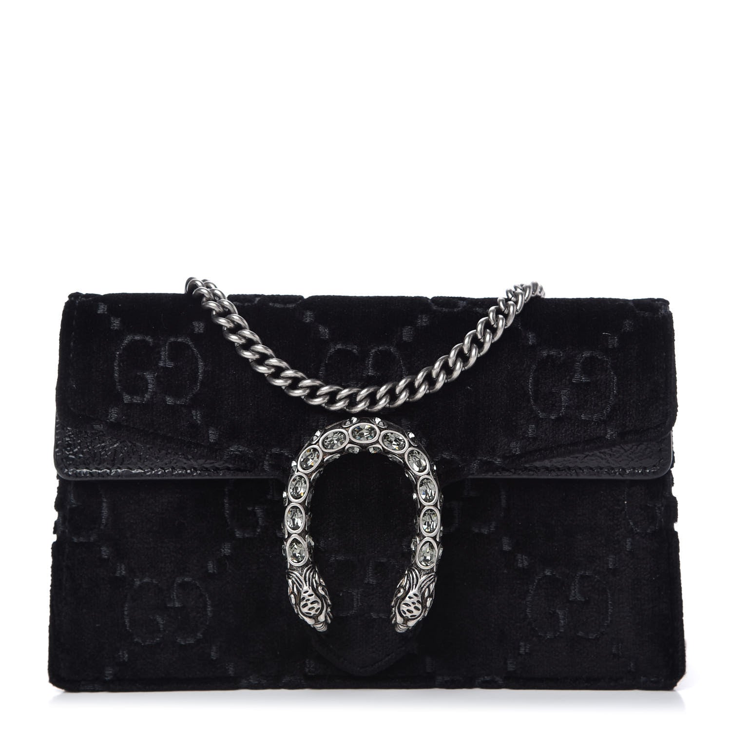 Gucci Velvet GG Monogram Super Mini Dionysus Shoulder Bag Black 1 of 9
